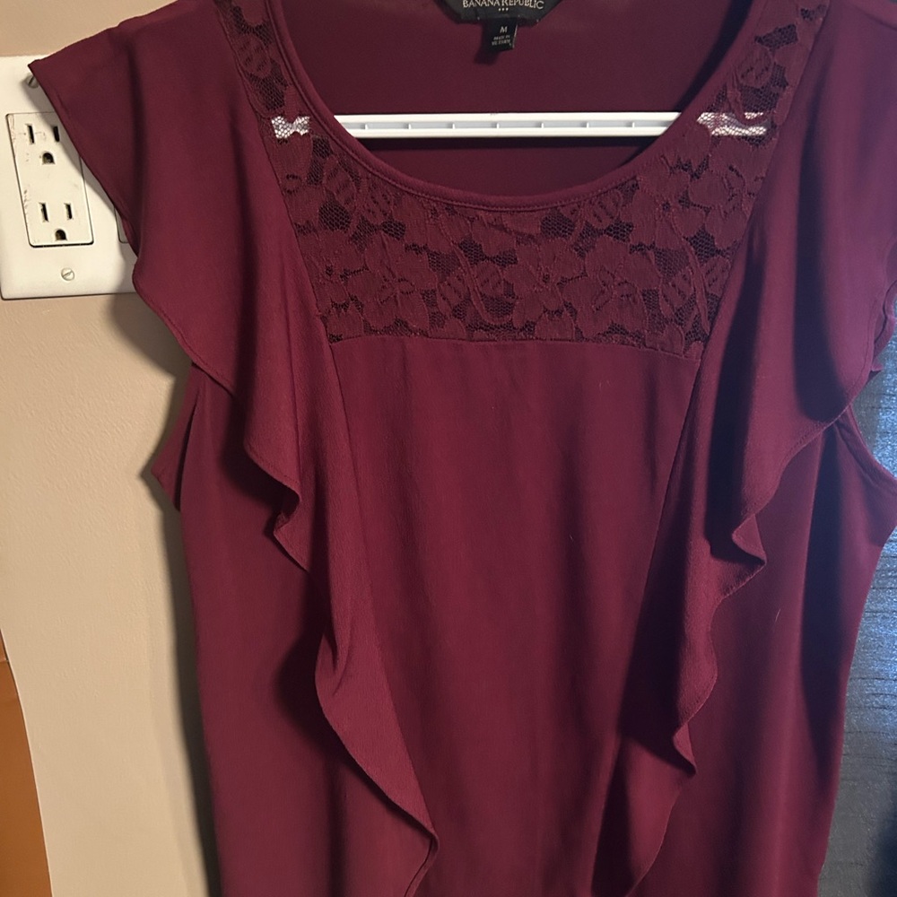 Banana Republic Burgundy Lace Blouse